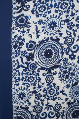 ORPHEE INDIGO SILK PRINTED LARGE SQUARE SCARF