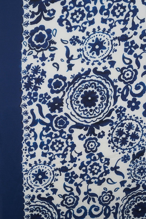 ORPHEE INDIGO SILK PRINTED LARGE SQUARE SCARF
