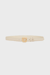 LE LAUREN ECRU SIGNATURE LEATHER BELT