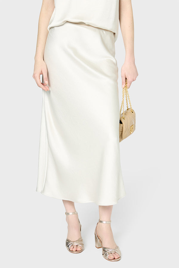 VESANIE ECRU MAXI SATIN SKIRT