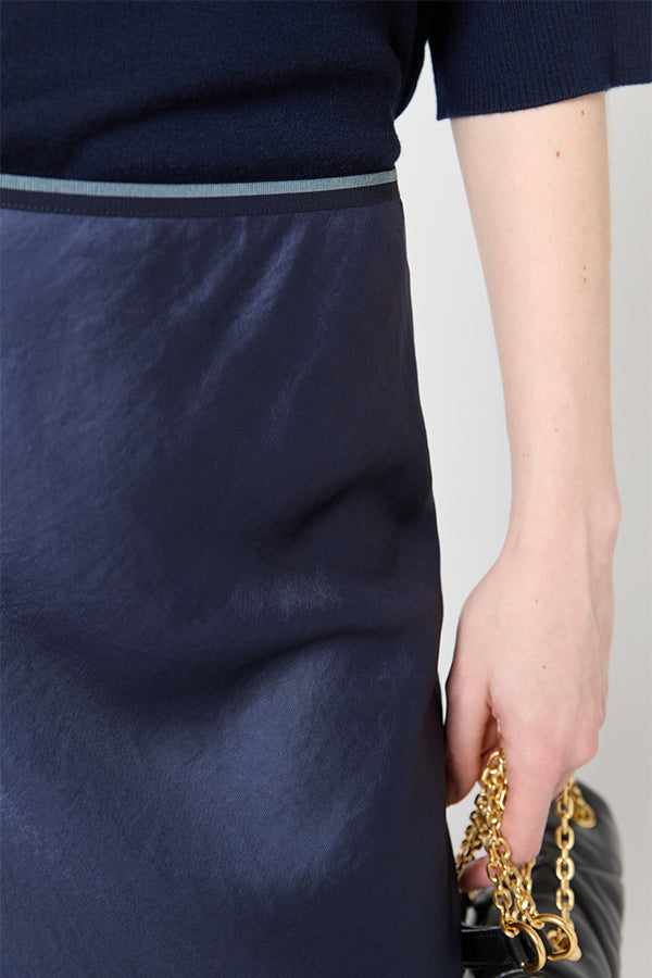 VESANIE NAVY MAXI SATIN SKIRT