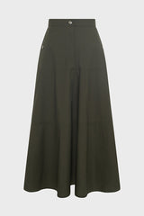 VESPER KHAKI COTTON TRAPEZE SKIRT