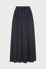 VANYA NAVY POLKA DOT PLEATED SKIRT