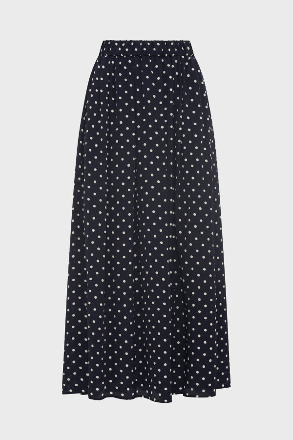 VANYA NAVY POLKA DOT PLEATED SKIRT