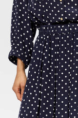 VANYA NAVY POLKA DOT PLEATED SKIRT