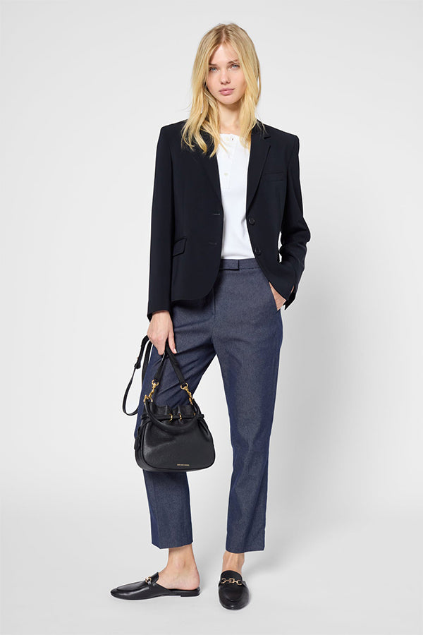 LYLA ELASTICATED STRAIGHT DENIM TROUSERS