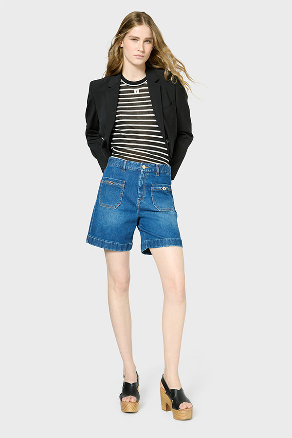 LOLLY BUCKLED DENIM SHORTS