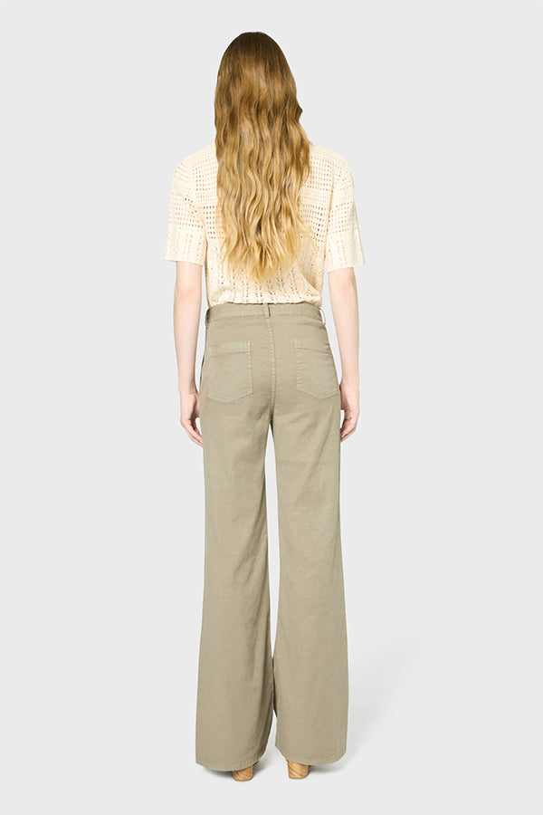 LOREEN WIDE LEG LINEN COTTON BLEND TROUSERS