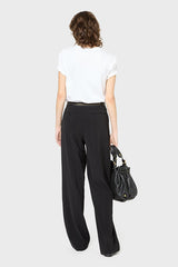 LUCE BLACK WIDE-LEG ELASTICATED WAIST TROUSERS