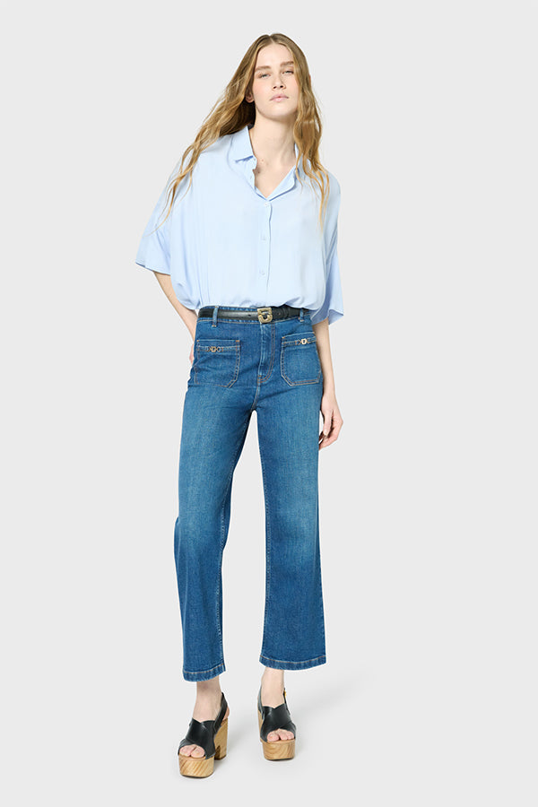 LENOR BUCKLED STRAIGHT JEANS