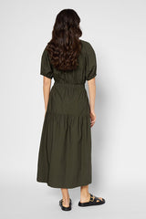 PURITY KHAKI PLAIN COTTON MAXI DRESS