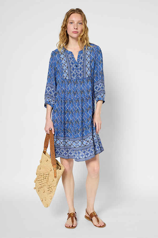 POMELINE ETHNIC STRAIGHT MINI DRESS