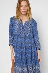 POMELINE ETHNIC STRAIGHT MINI DRESS