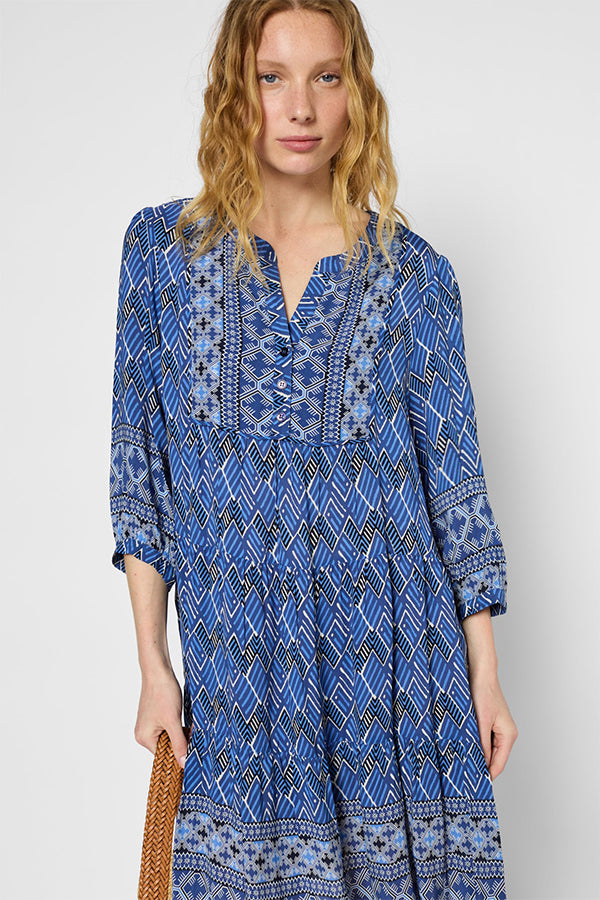 POMELINE ETHNIC STRAIGHT MINI DRESS