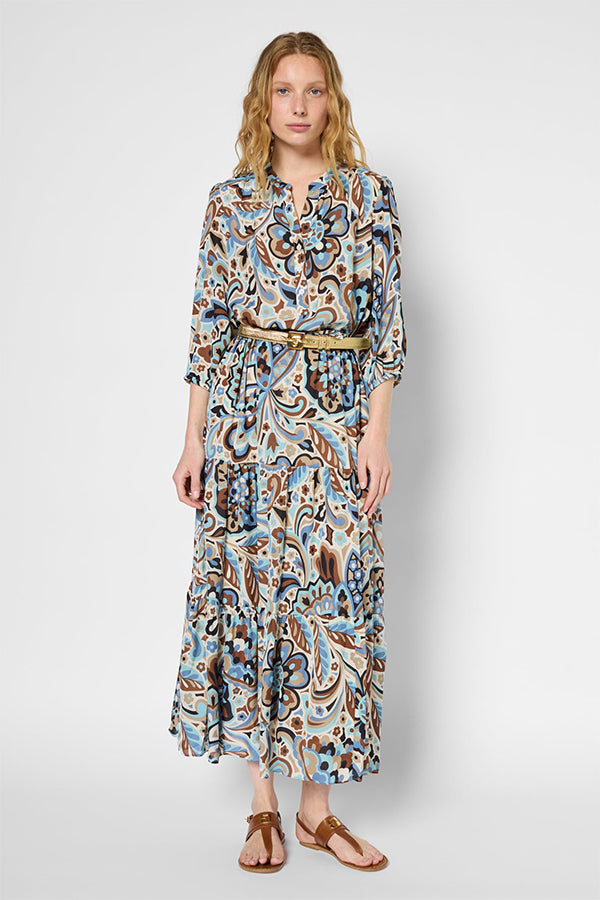 PIO VINTAGE FLORAL MAXI ELASTICATED DRESS