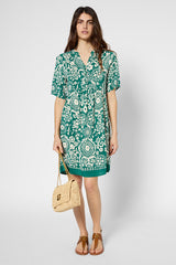PRISHA GREEN PRINTED DRESS