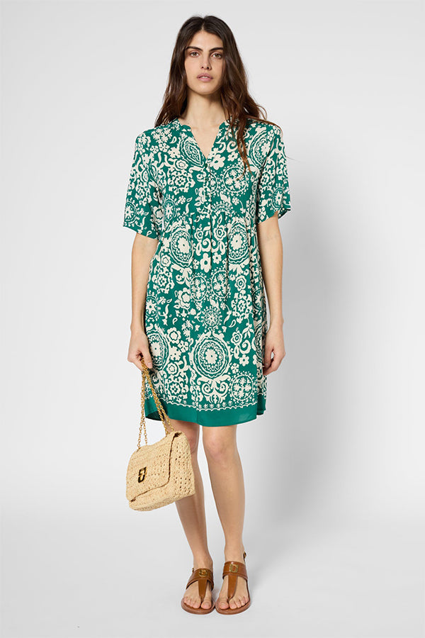 PRISHA GREEN PRINTED DRESS