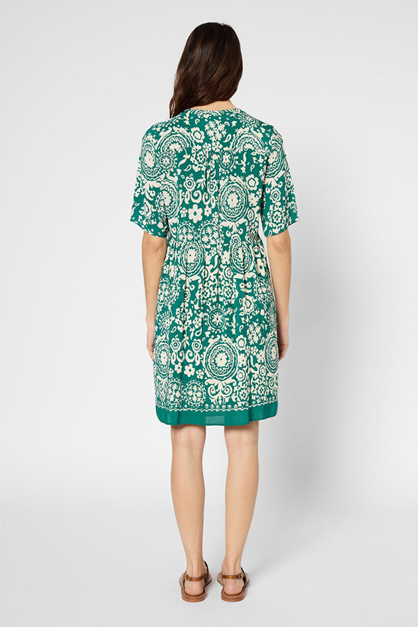 PRISHA GREEN PRINTED DRESS