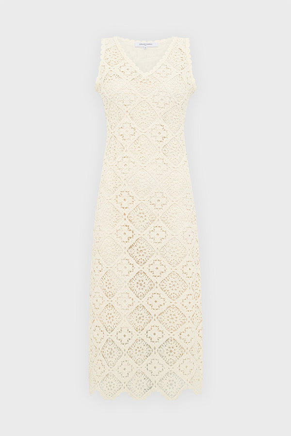 PAGETTE WAISTED MAXI EMBROIDERY DRESS