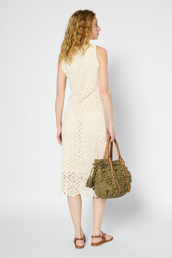 PAGETTE WAISTED MAXI EMBROIDERY DRESS