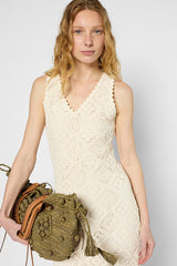 PAGETTE WAISTED MAXI EMBROIDERY DRESS