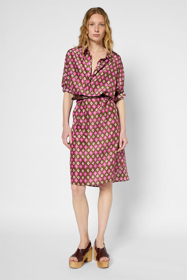 PIERRA DIAMOND SILK SHIRT DRESS