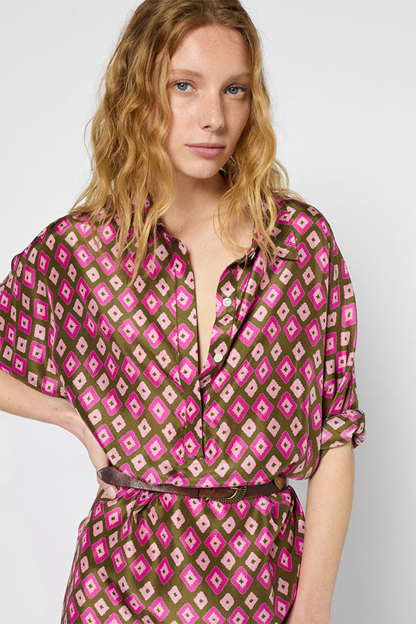 PIERRA DIAMOND SILK SHIRT DRESS