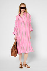 PINA STRIPED SILK SHIRT DRESS