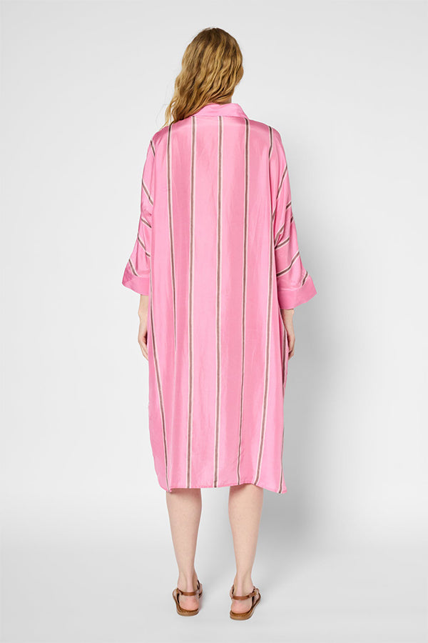 PINA STRIPED SILK SHIRT DRESS