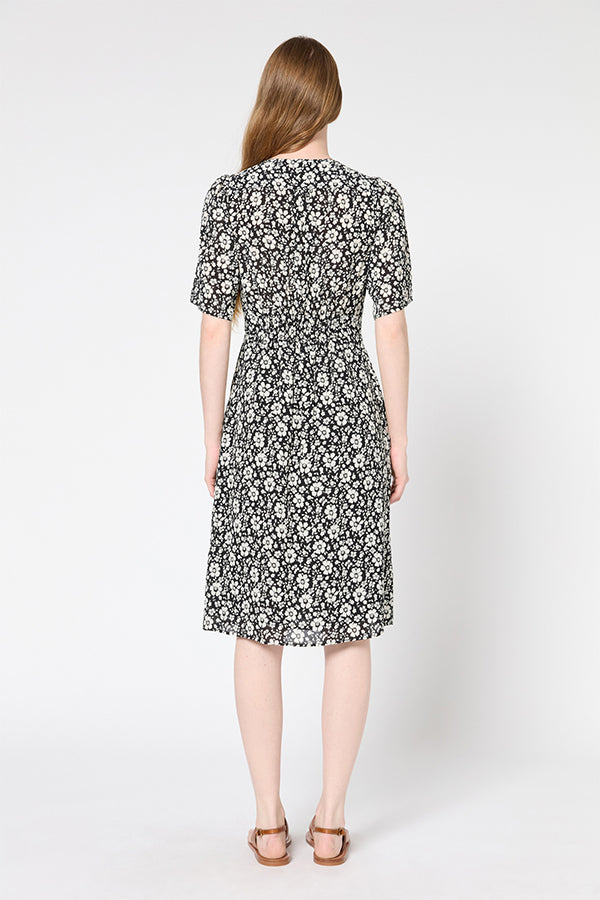 PAGET TWO TONE BLACK FLORAL MINI DRESS