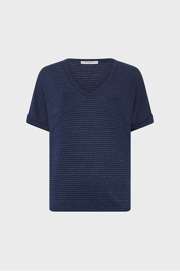 GLADYS STRIPE V-NECK T-SHIRT