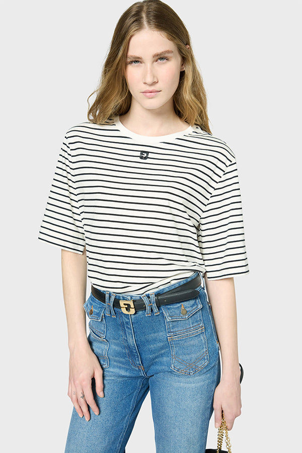 GHISLAINE LOOSE STRIPED COTTON T-SHIRT