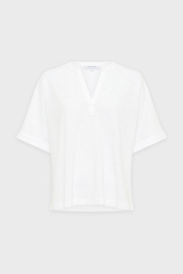 GIULIANA WHITE TUNISIAN COLLAR LOOSE T-SHIRT