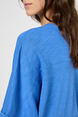 GIULIANA BLUE TUNISIAN COLLAR LOOSE T-SHIRT