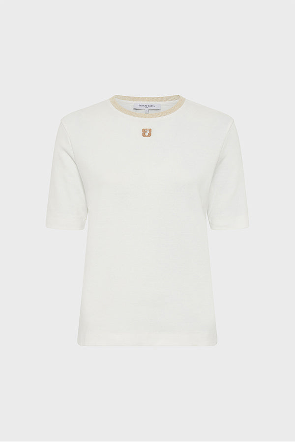 GINETTE GOLD TONE COLLAR COTTON T-SHIRT