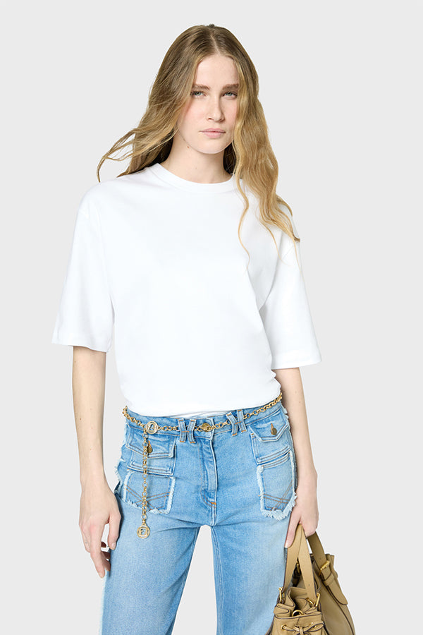 GALINA ECRU THICK COTTON LOOSE T-SHIRT