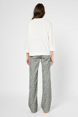 GRETTA ECRU TUNISIAN COLLAR LINEN T-SHIRT