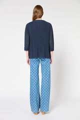 JANIS NAVY IRIDESCENT KNIT CARDIGAN