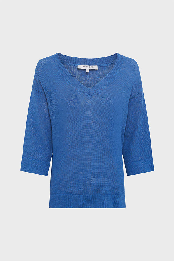 JOSIANE LOOSE LINEN V-NECK SWEATER