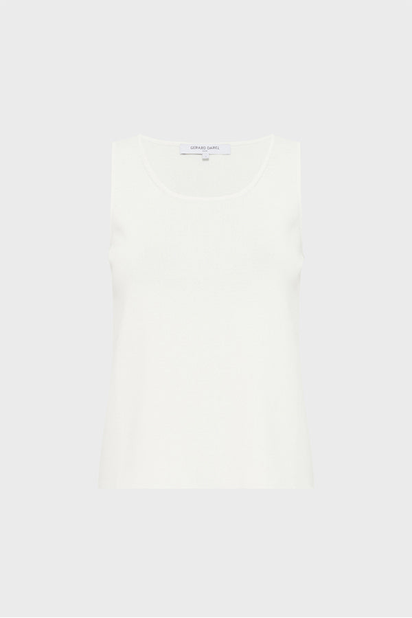 JIYOTI WHITE MICROFIBER SLEEVELESS SWEATER