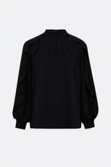 ANAIS BLACK RUFFLED SOFT BLOUSE