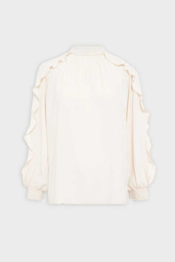 ANAIS PINK BEIGE RUFFLED SOFT BLOUSE