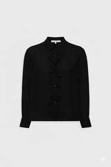 ADELE BLACK JABOTS JACQUARD SHIRT