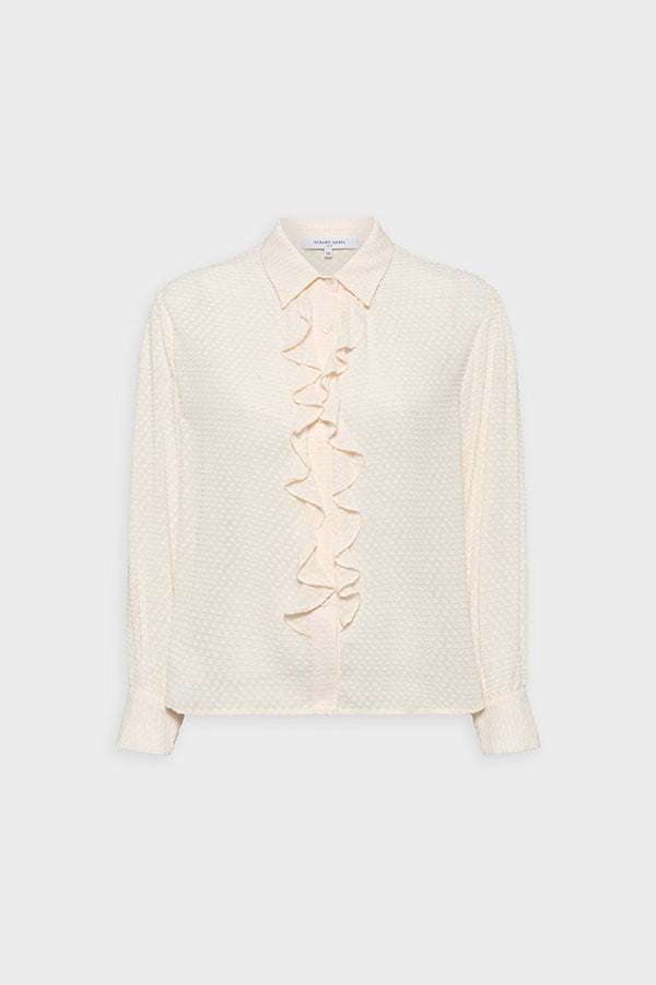 ADELE ECRU JABOTS JACQUARD SHIRT