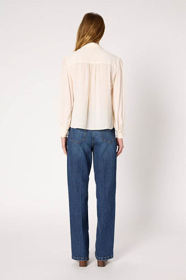 ADELE ECRU JABOTS JACQUARD SHIRT