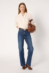 ADELE ECRU JABOTS JACQUARD SHIRT