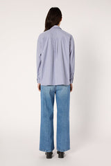 ANA RHINESTONE COLLAR STRIPED SHIRT