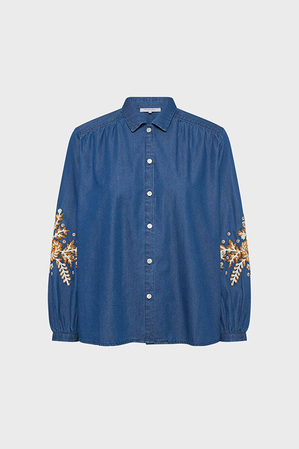 AMELIE EMBROIDERED DENIM SHIRT