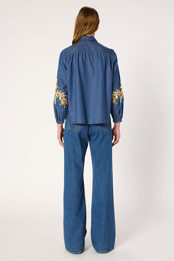 AMELIE EMBROIDERED DENIM SHIRT