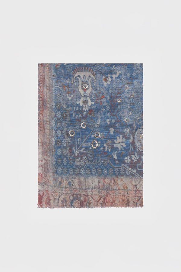 RACHELIA SEQUINED WOOL AND SILK INDIAN SCARF